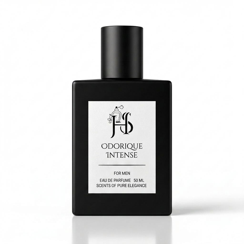 Heavoria Scents Odorique Intense Eau de Parfum for Men 50ml – luxury long-lasting men's perfume in a matte black bottle.