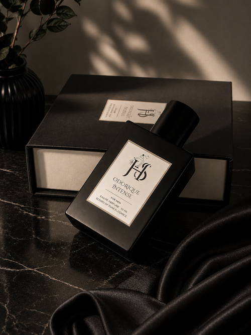 Odorique Intense Eau de Parfum for Men 50ml by Heavoria Scents in a matte black luxury bottle.